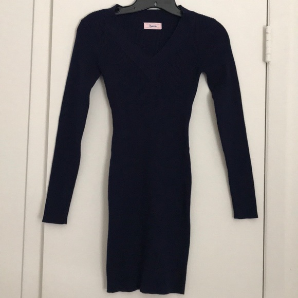 Dresses & Skirts - Navy Blue Ribbed Knit Dress